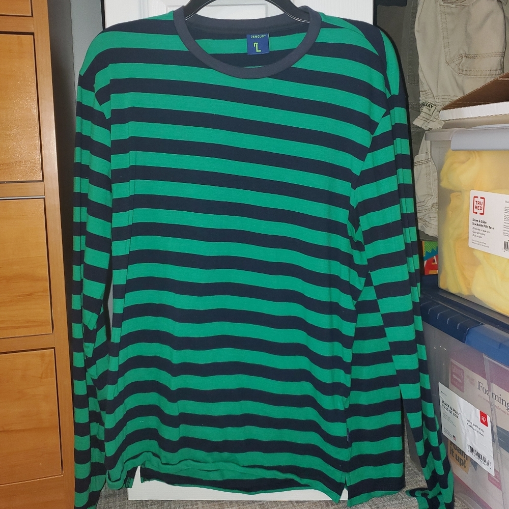 Zengjo Dark Blue and Green Long Sleeve